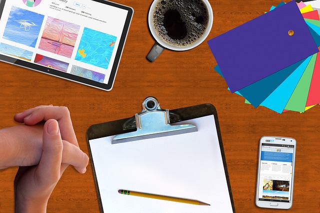 Office objects on a desk.